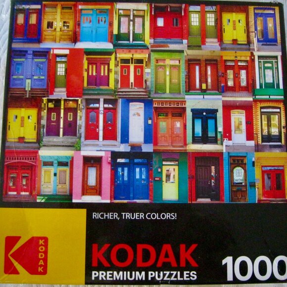 "KODAK JIGSAW PUZZLE 1000 PIECE VERY COLORFUL OF DIFFERENT DOORS" - Picture 1 of 4